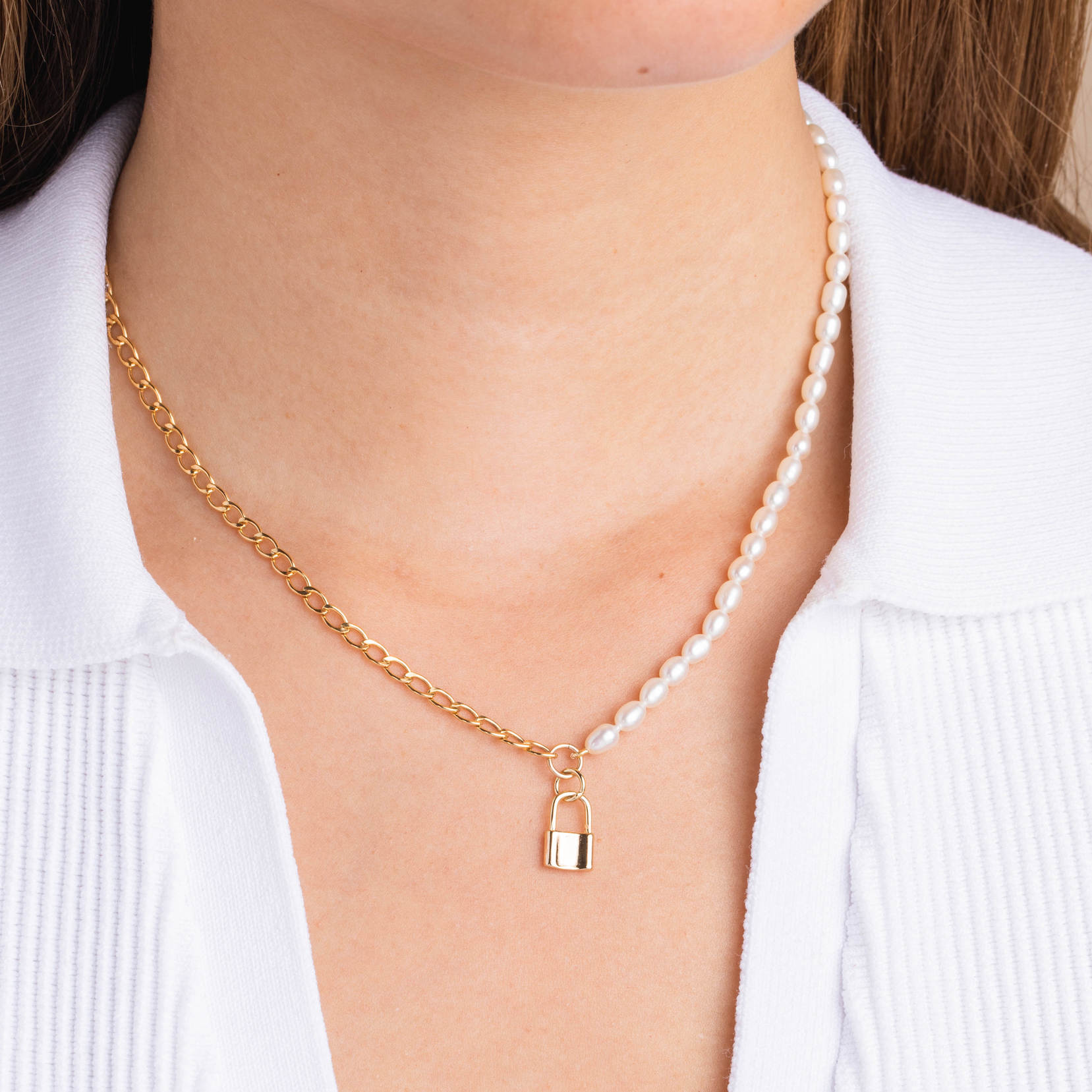 Half & Half Lock Necklace