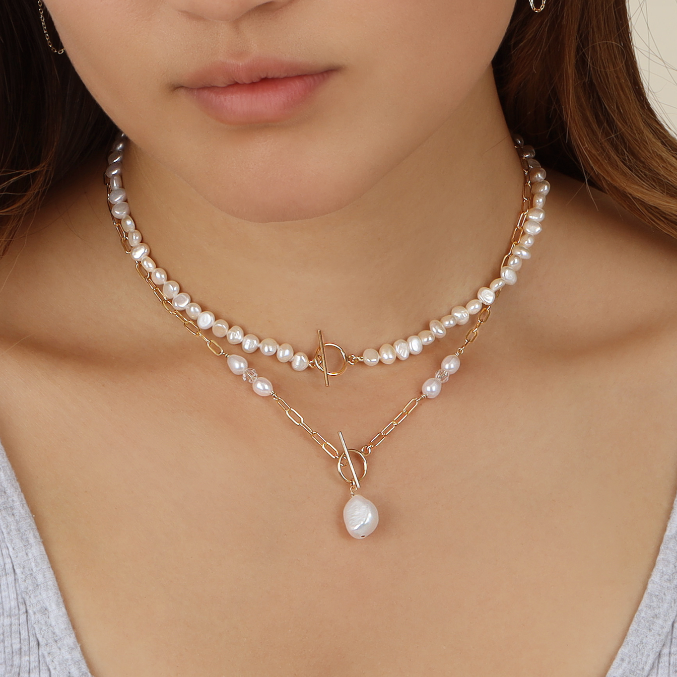 Pearl Toggle Clasp Necklace