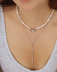 CZ Lock Clasp Pearl Necklace