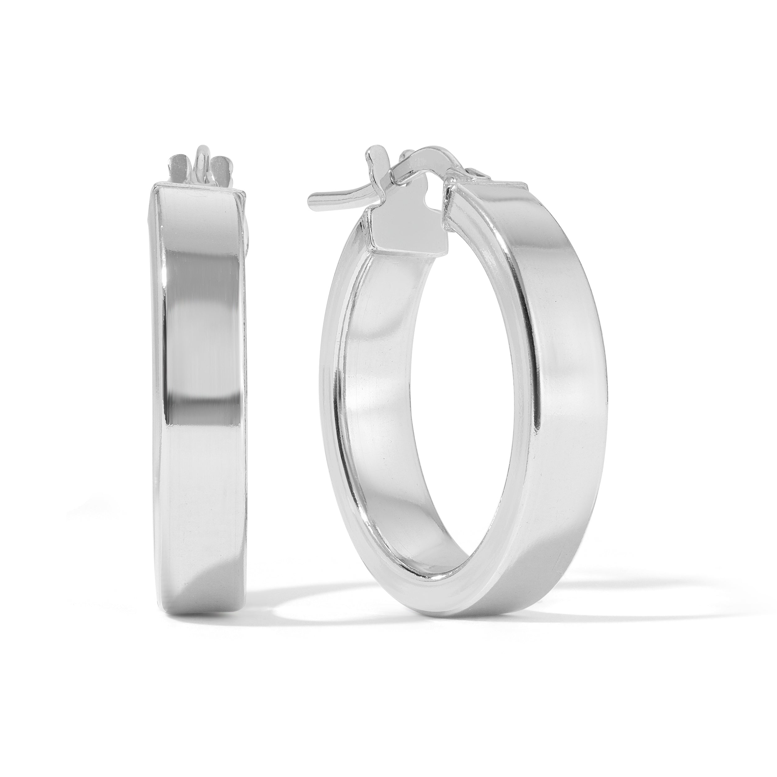 Silver Chunky Flat Hoops