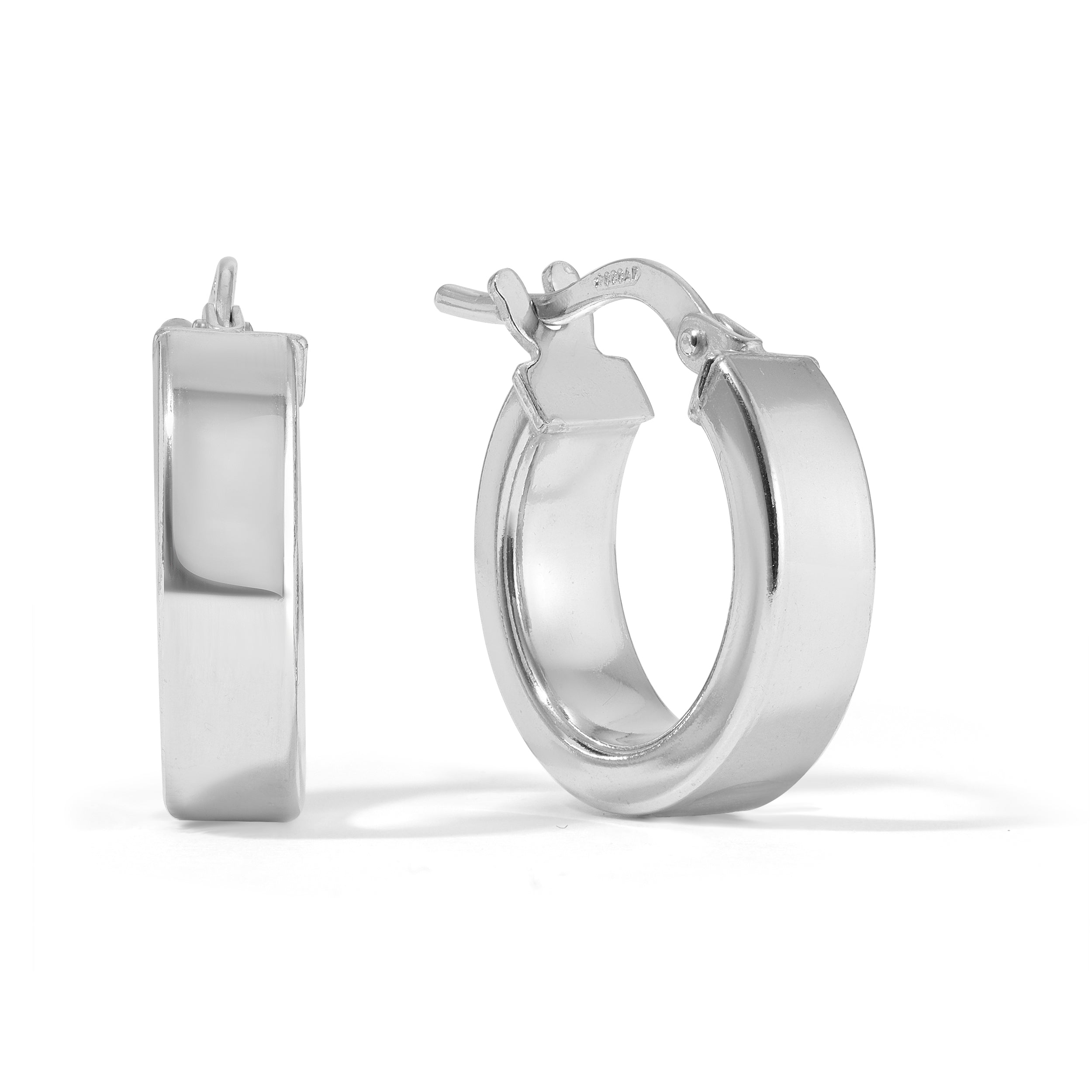 Silver Chunky Flat Hoops