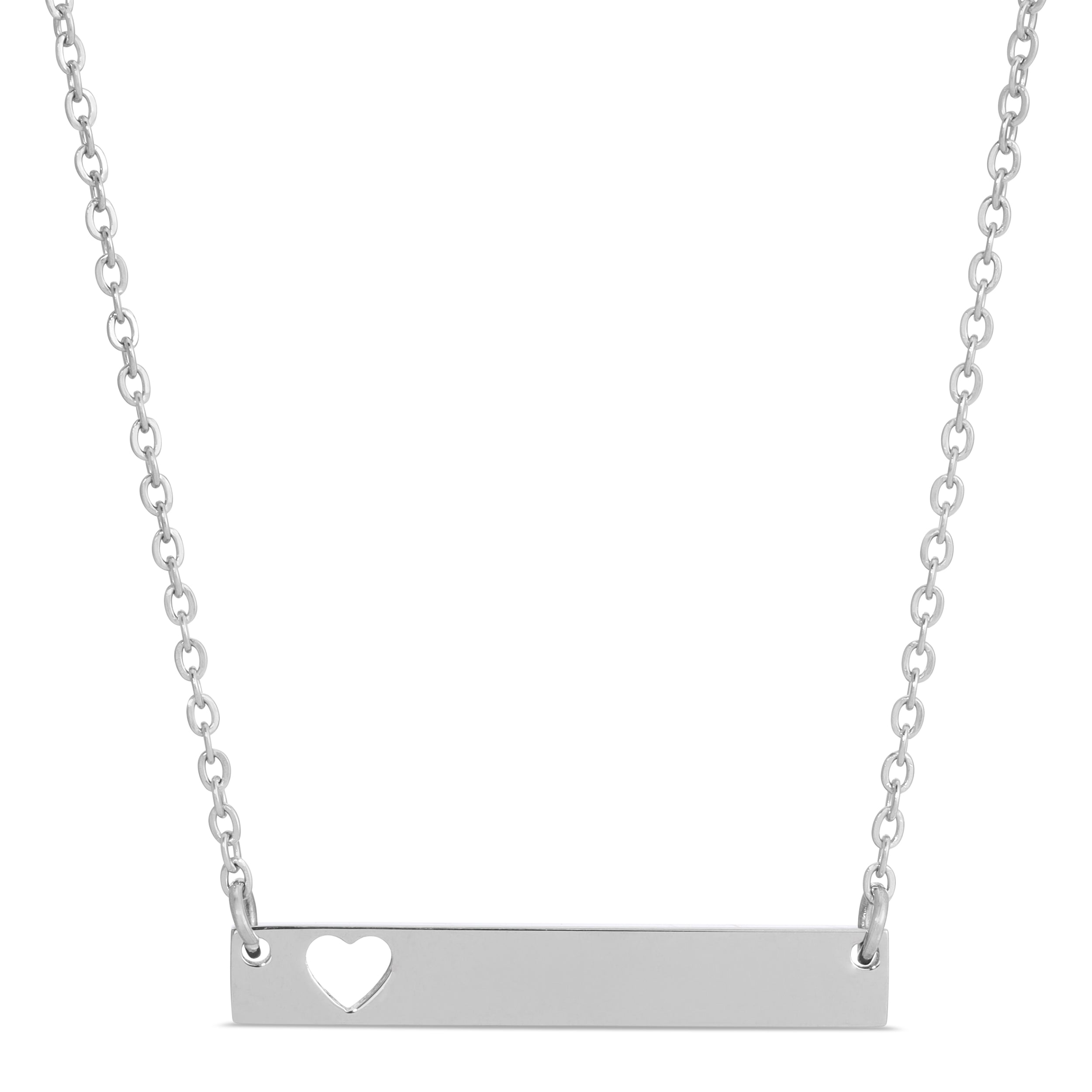 Heart Cut Out Engravable Bar Necklace