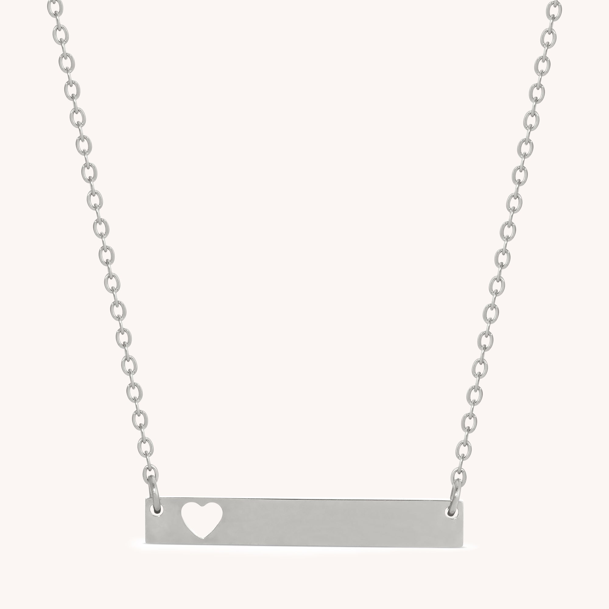 Heart Cut Out Engravable Bar Necklace