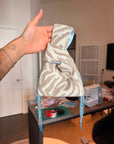 Tiger print light beige and baby blue Japanese knot bag
