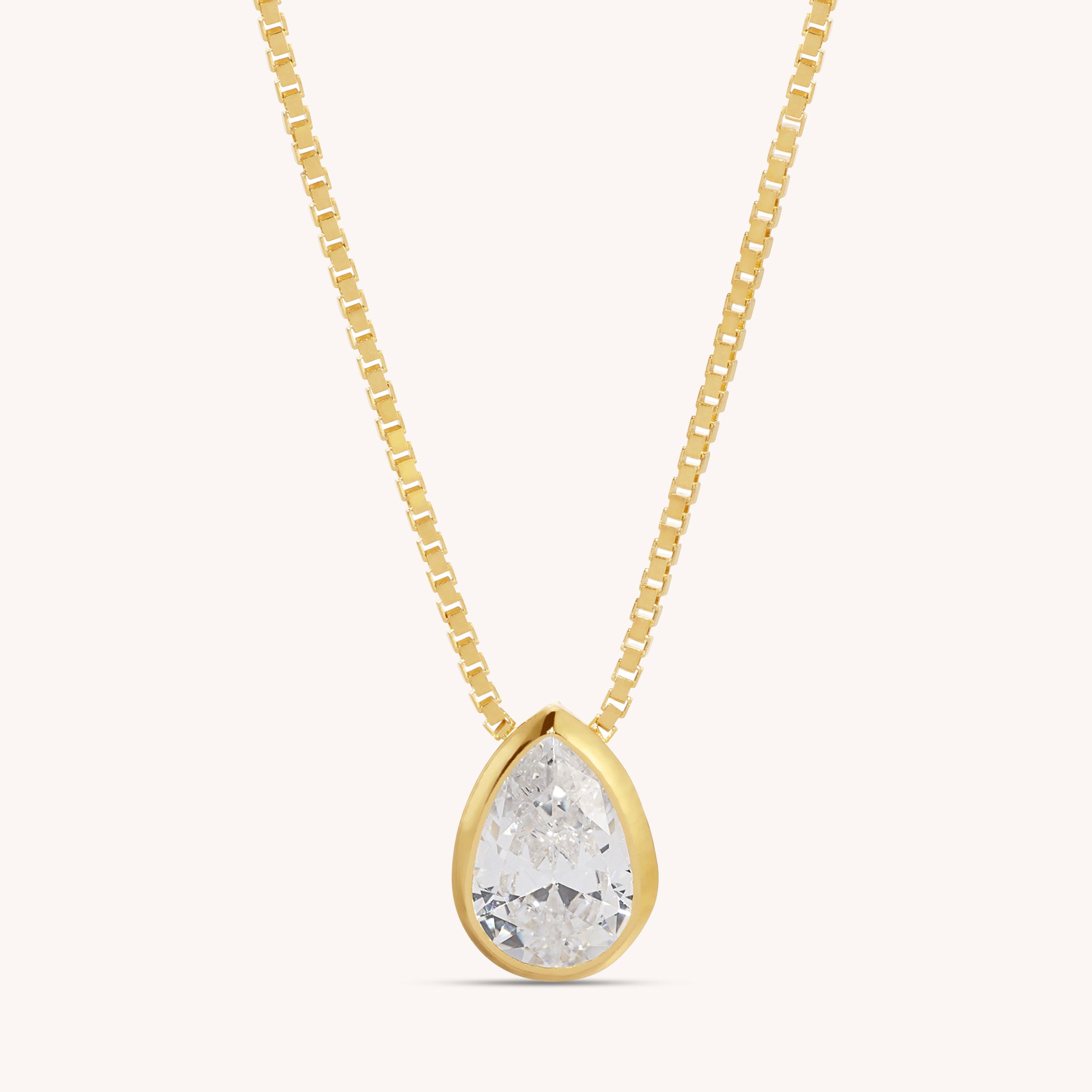 Small Teardrop CZ Pendant Necklace