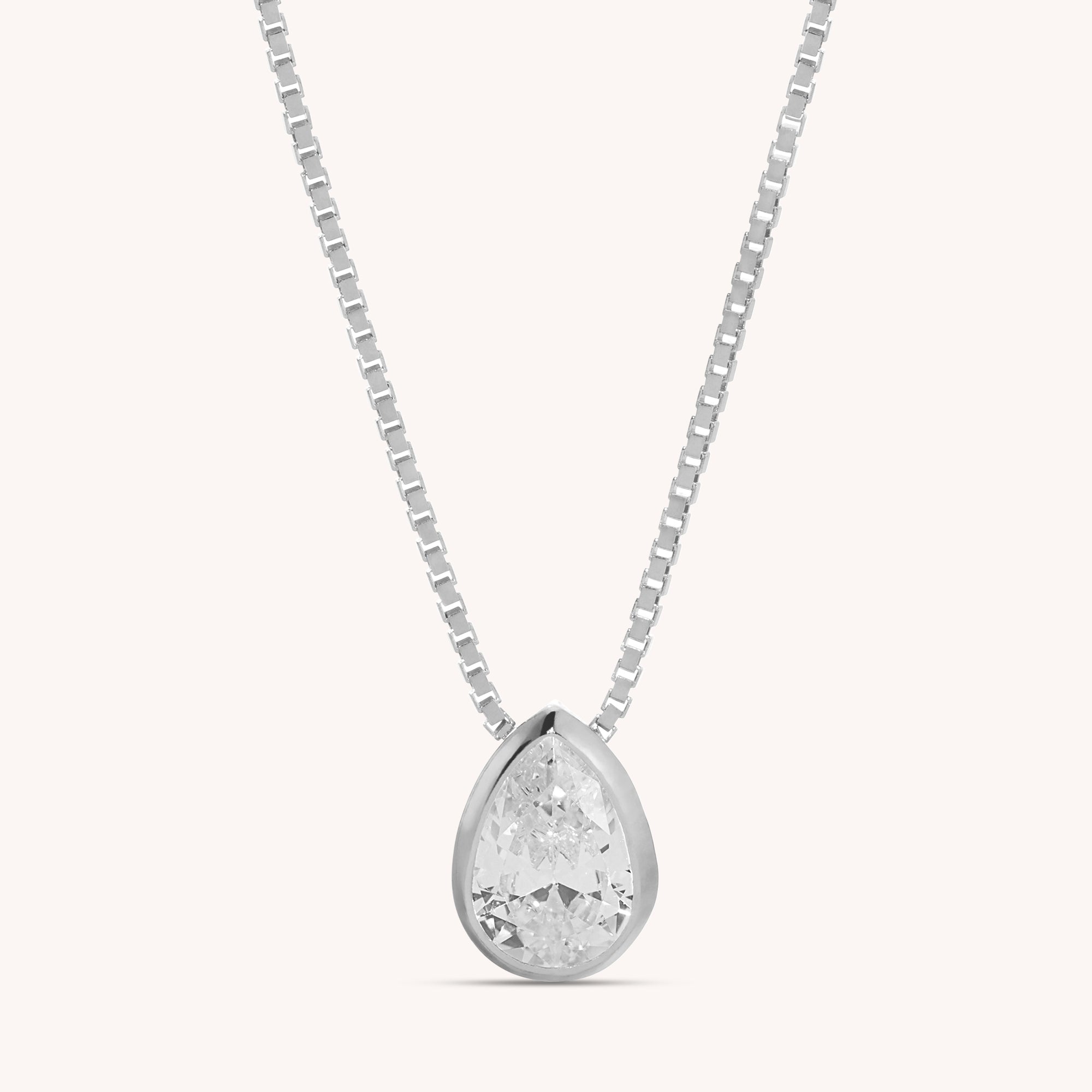 Small Teardrop CZ Pendant Necklace