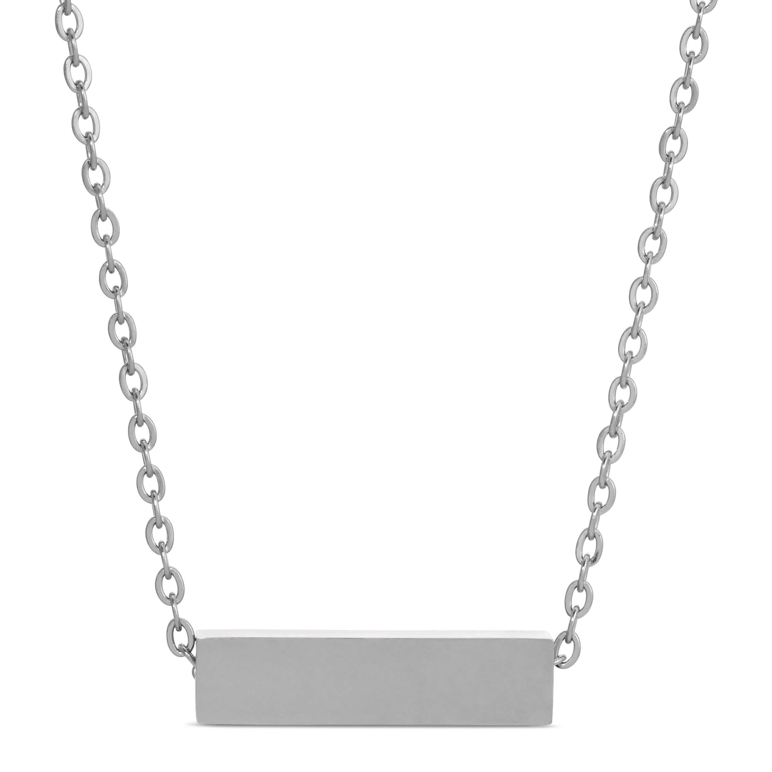Stainless Steel Engravable Small Bar Necklace