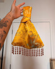 Yellow Dragon Print Japanese Knot Bag