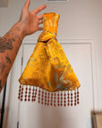 Yellow Dragon Print Japanese Knot Bag