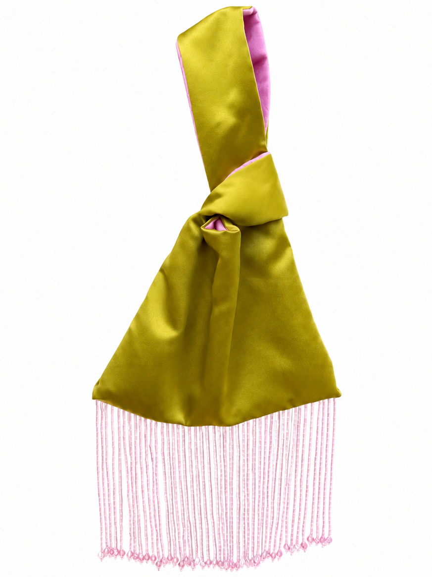 Chartreuse and Baby Pink Japanese Knot Bag