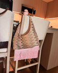 Handmade Shoulder Bag with Pink Fringe
