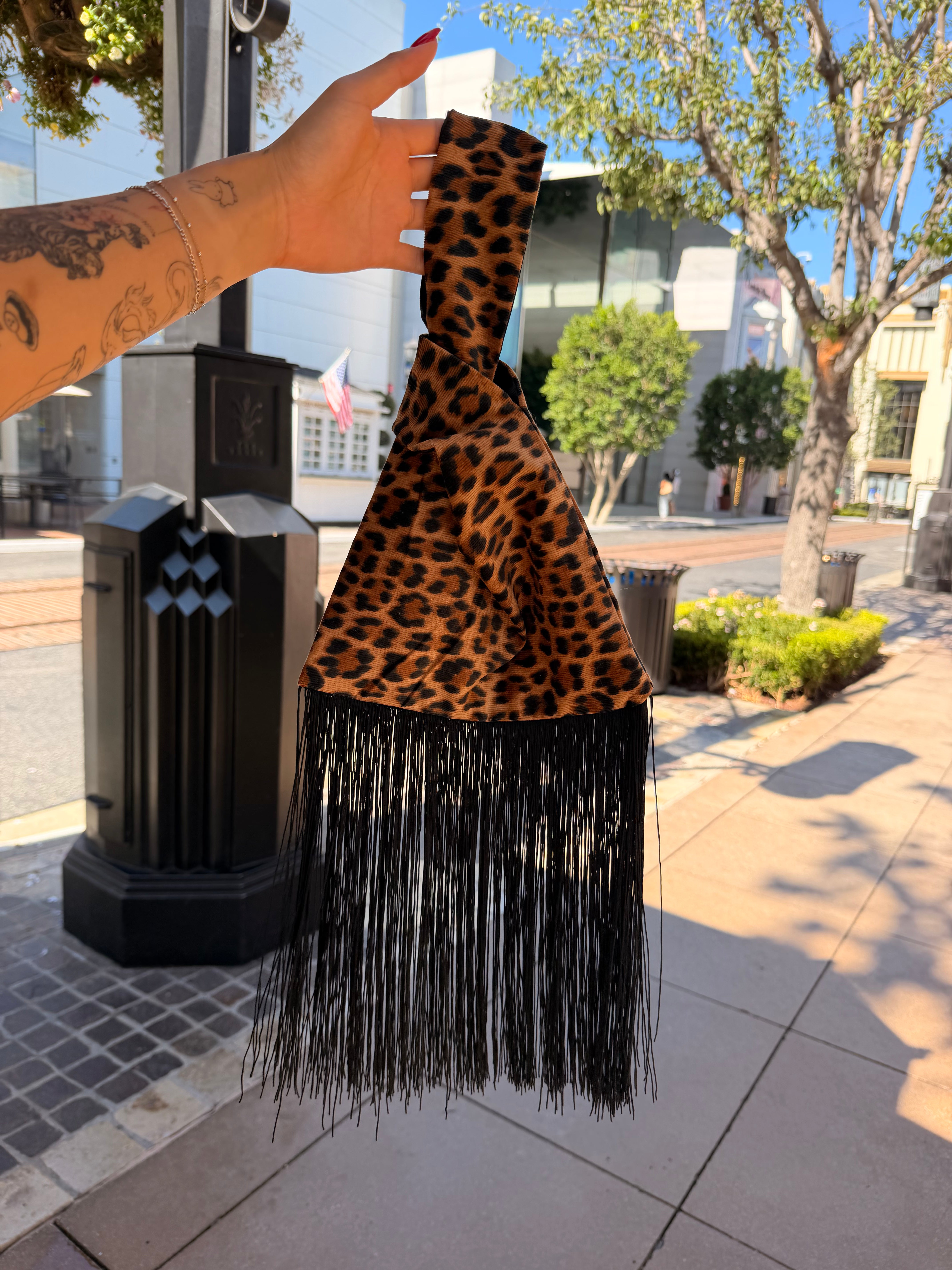 Cheetah Print Japanese Knot Bag
