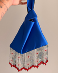 Royal Blue Satin Japanese Knot Bag