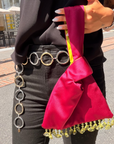 Burgundy and Chartreuse Japanese Knot Bag