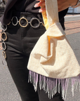 Cream Pattern Japanese Knot Bag