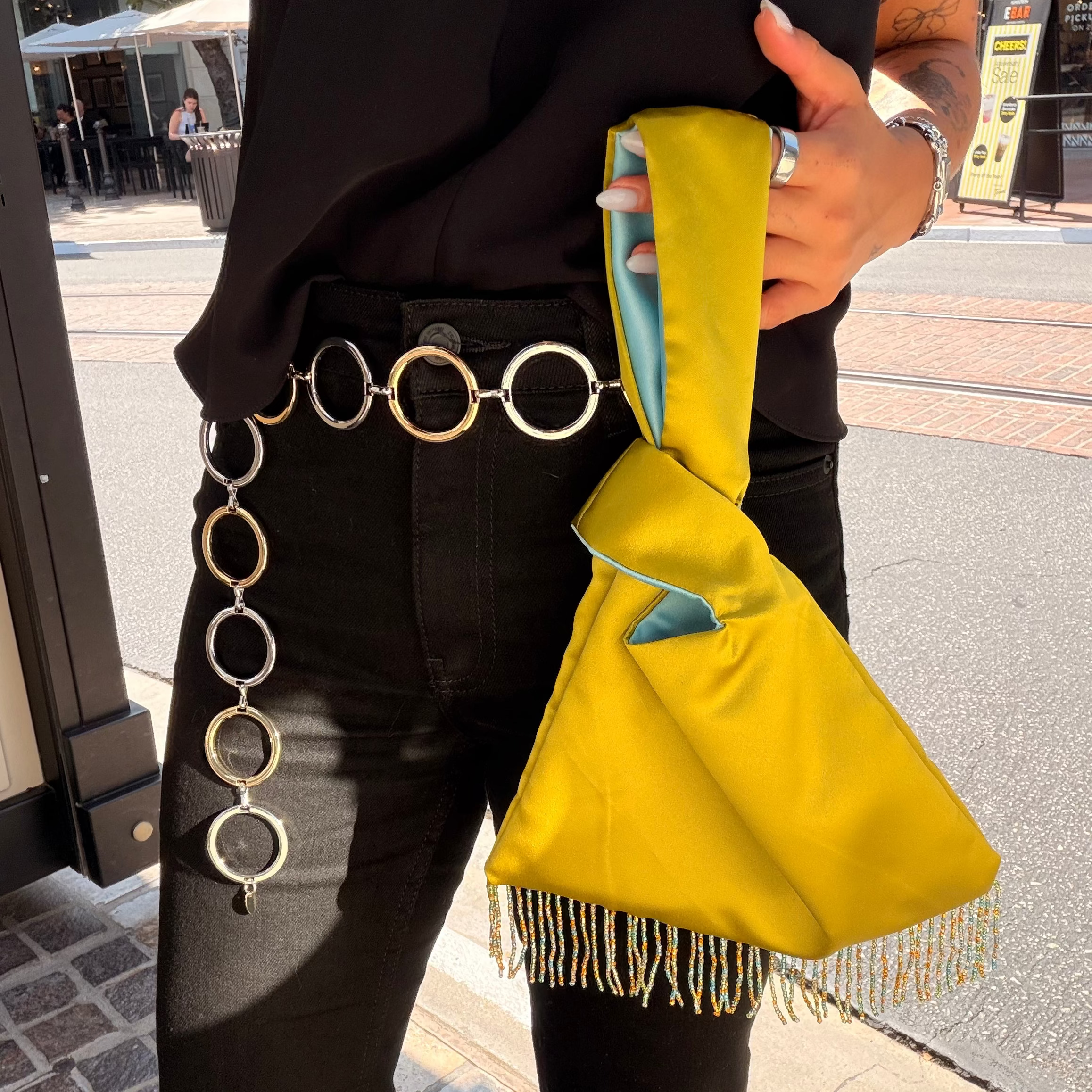 Chartreuse Japanese Knot Bag
