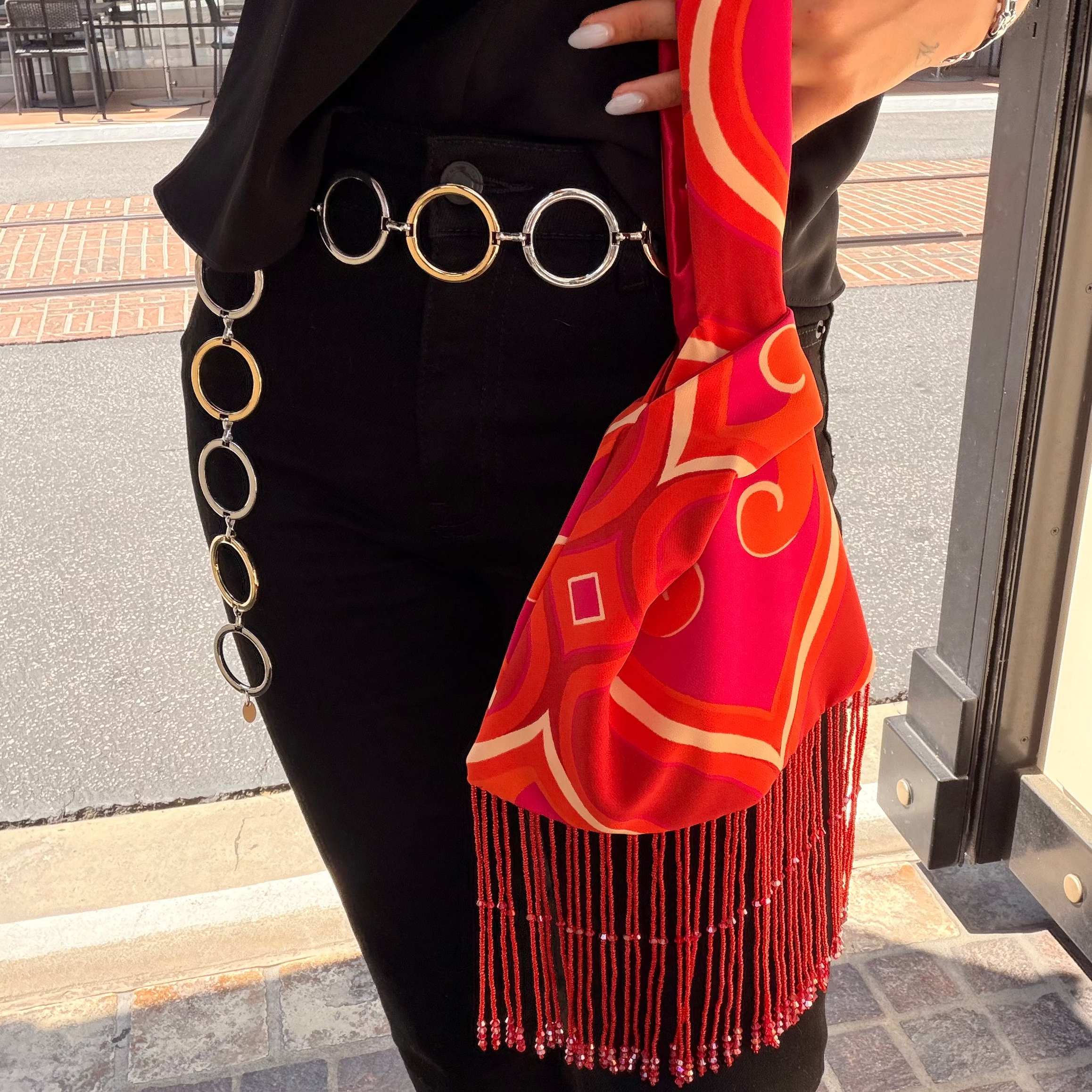 Groovy Red and Orange Japanese Knot Bag