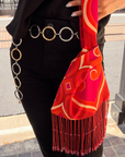 Groovy Red and Orange Japanese Knot Bag