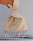 Cream Pattern Japanese Knot Bag