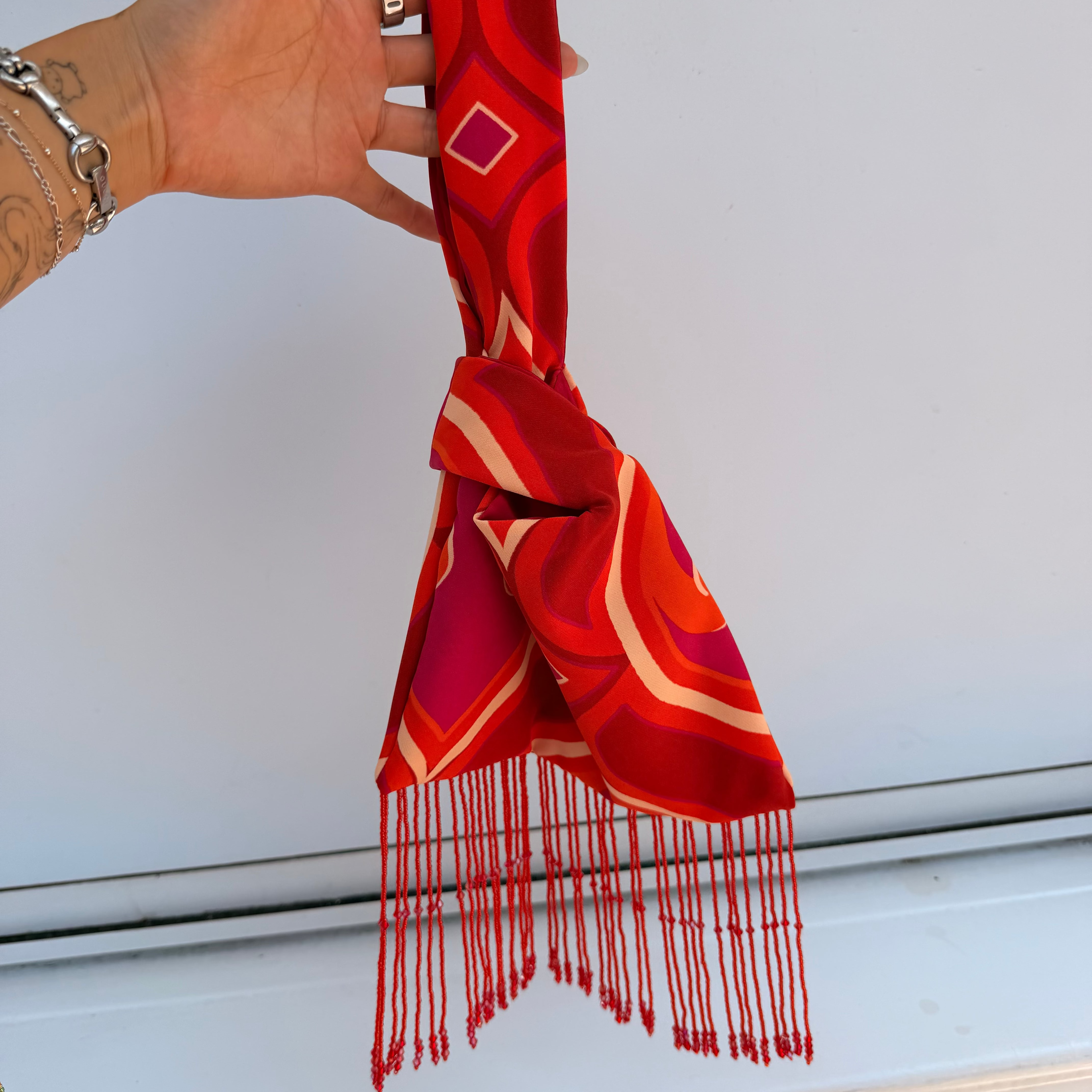 Groovy Red and Orange Japanese Knot Bag