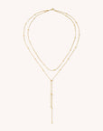 Beaded Double Chain Lariat Necklace