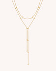 Beaded Double Chain Lariat Necklace