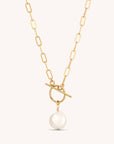 Pearl Paperclip Toggle Clasp Necklace