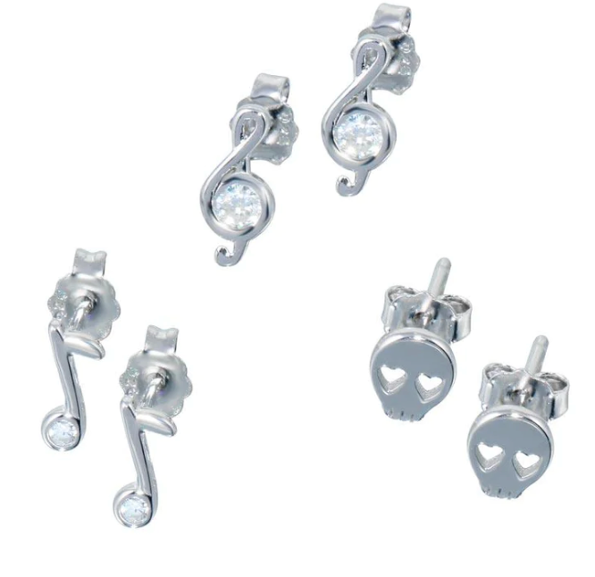 Musical Notes and Skull Studs