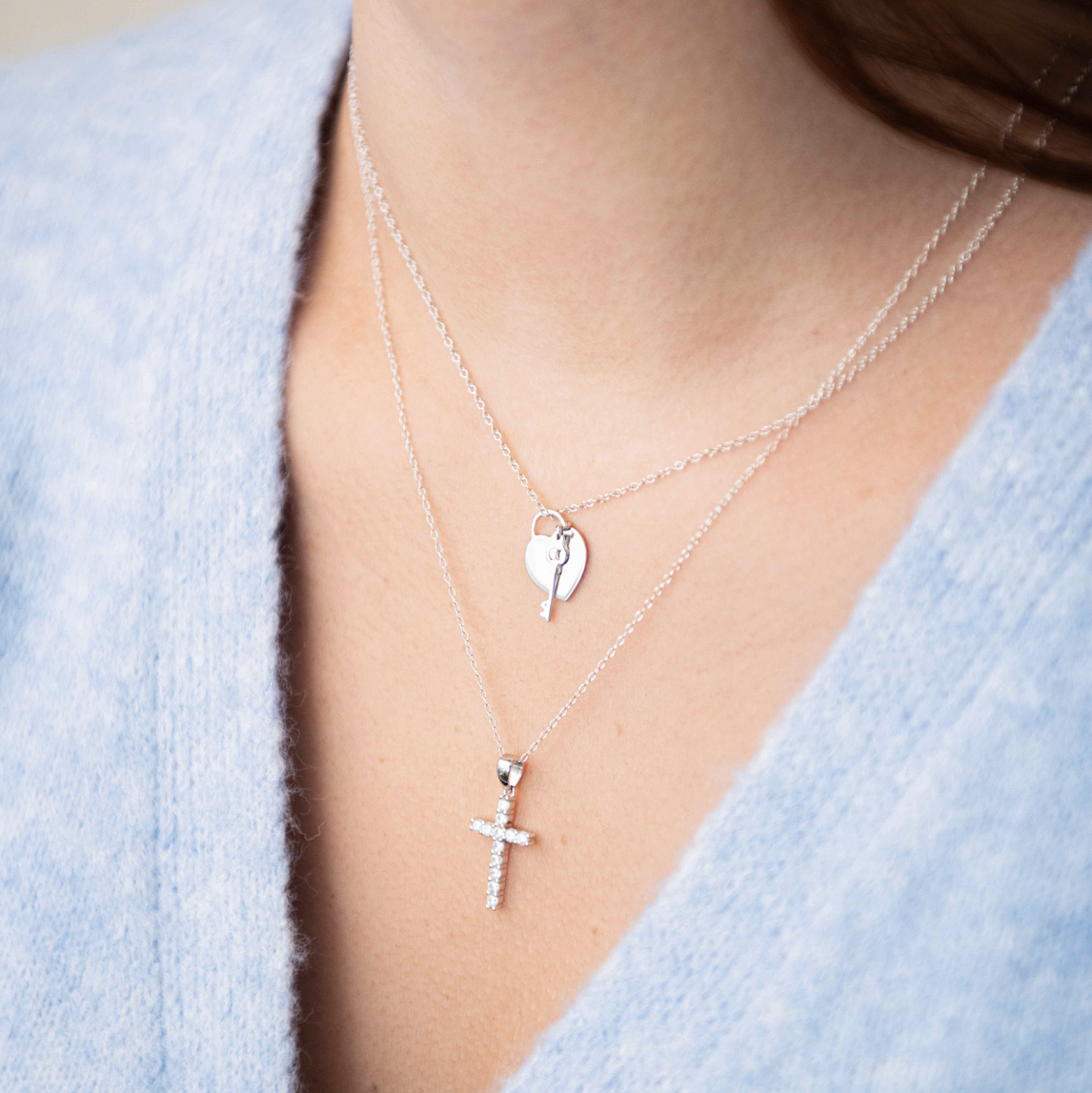 CZ Cross Pendant Necklace