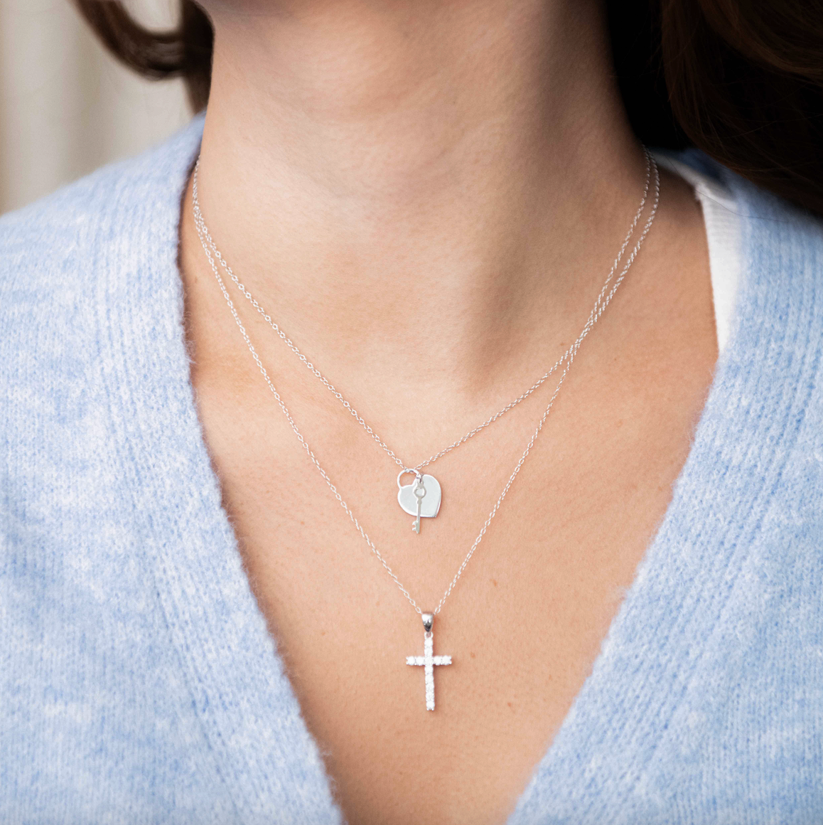CZ Cross Pendant Necklace