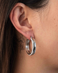 Large CZ Stainless Steel Hoops