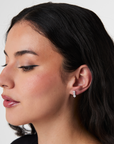 3 Stone Heart Studs