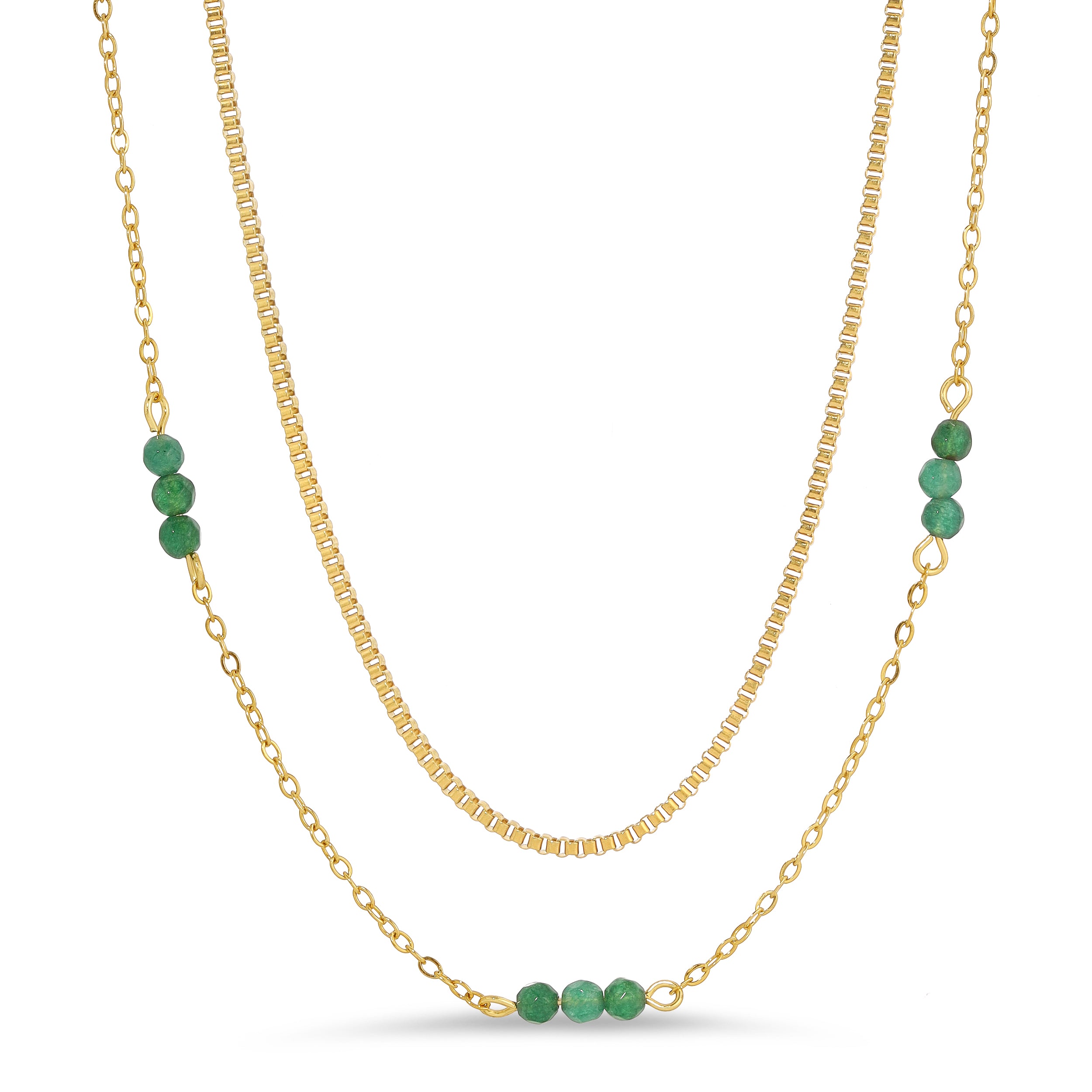 Synthetic Jade Double Chain Necklace