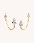 Teardrop CZ Chain Connector Studs
