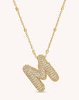 XL CZ Bubble Letter Necklace