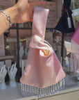 Baby Pink with Blue Beaded Fringe Japanese Knot Bag