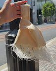Baby Yellow with Feather Fringe Japanese Knot Bag