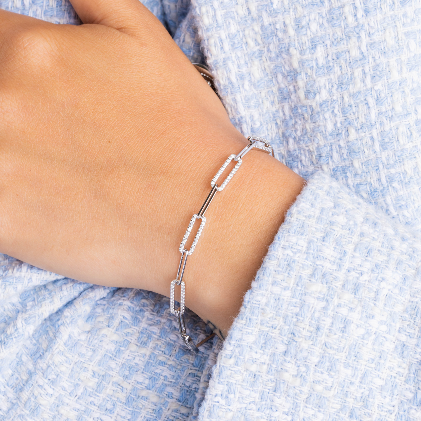 Paperclip CZ Bracelet