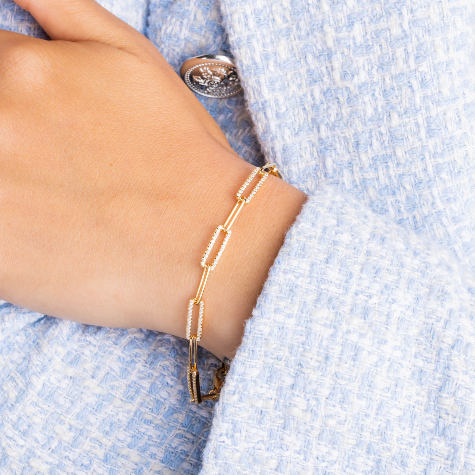 Paperclip CZ Bracelet