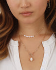 Pearl Paperclip Toggle Clasp Necklace