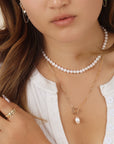 Pearl Paperclip Toggle Clasp Necklace