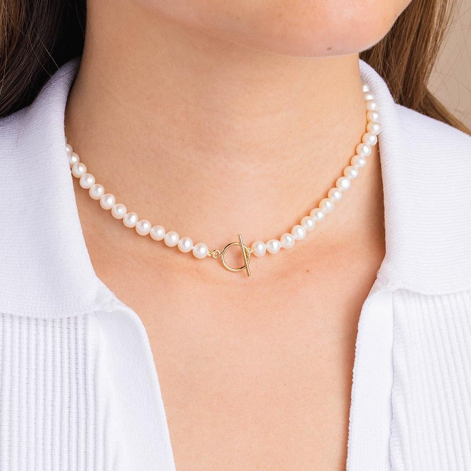 Pearl Toggle Clasp Necklace