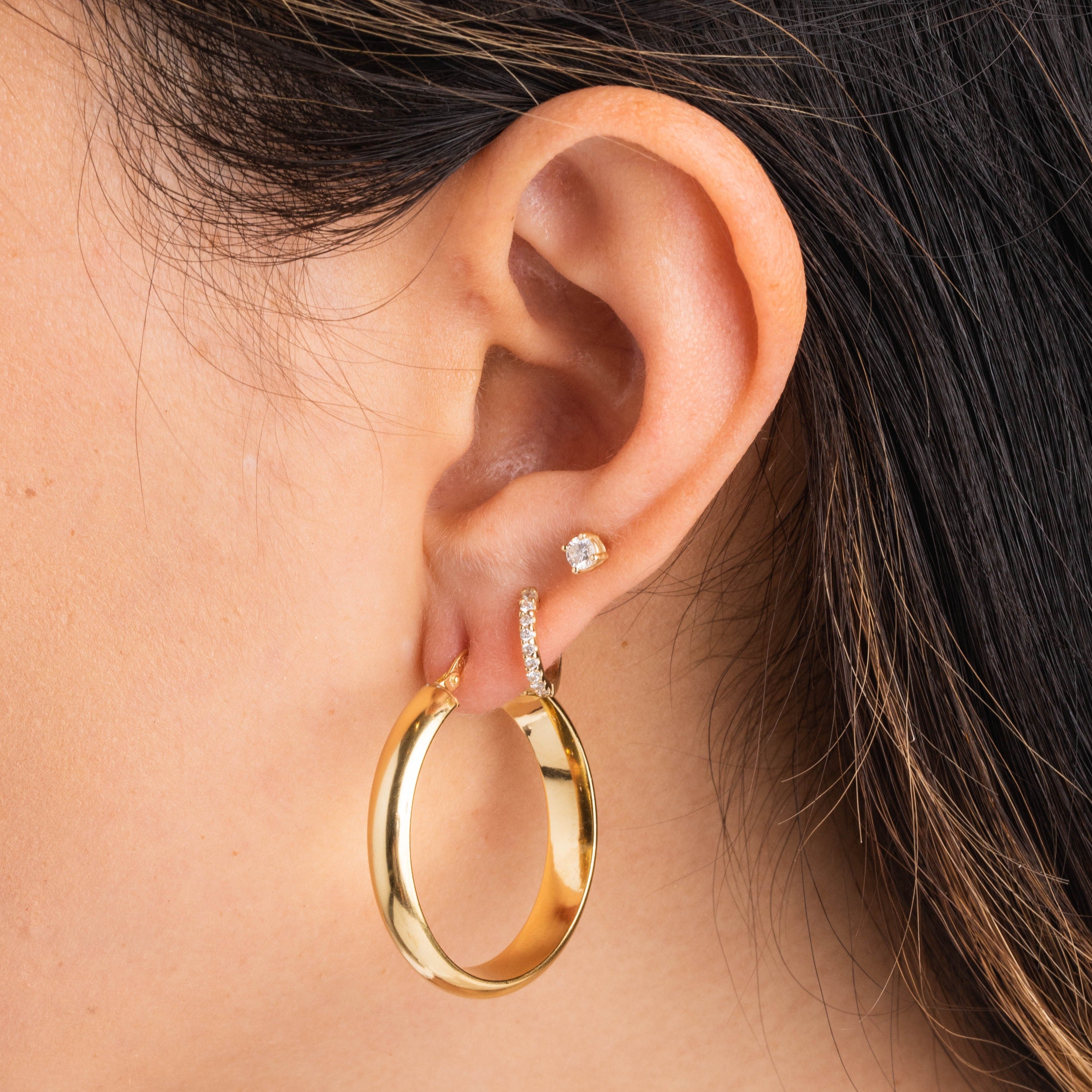 Gold Chunky Rounded Hoops